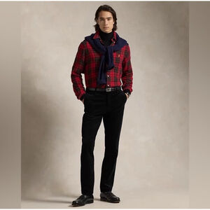 POLO RALPH LAUREN Men 36x31 Slim Fit Black Corduroy Pants Straight Leg Preppy